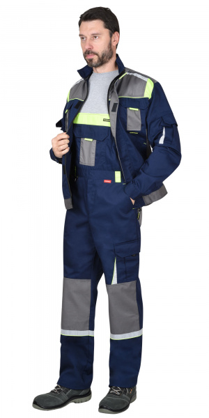 Костюм "Стан" п/к, синий/серый/лимонный (тк.Смесовая,245)